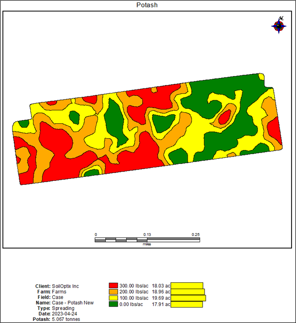 Potash Prescription Map of the Hardy Farm