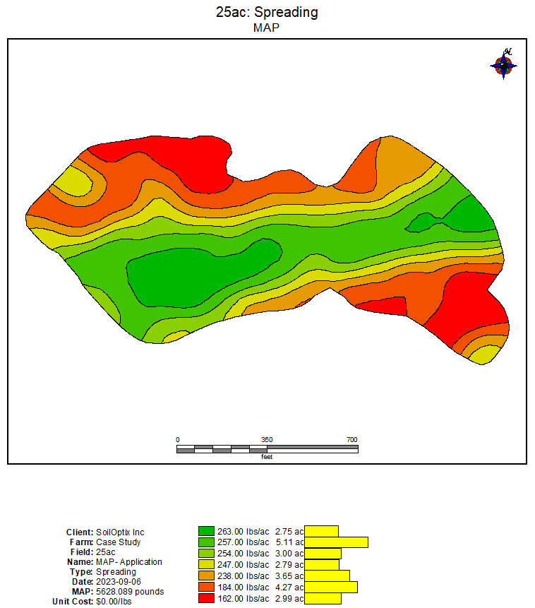 MAP prescription map of the 25 Acre Case Study Farm