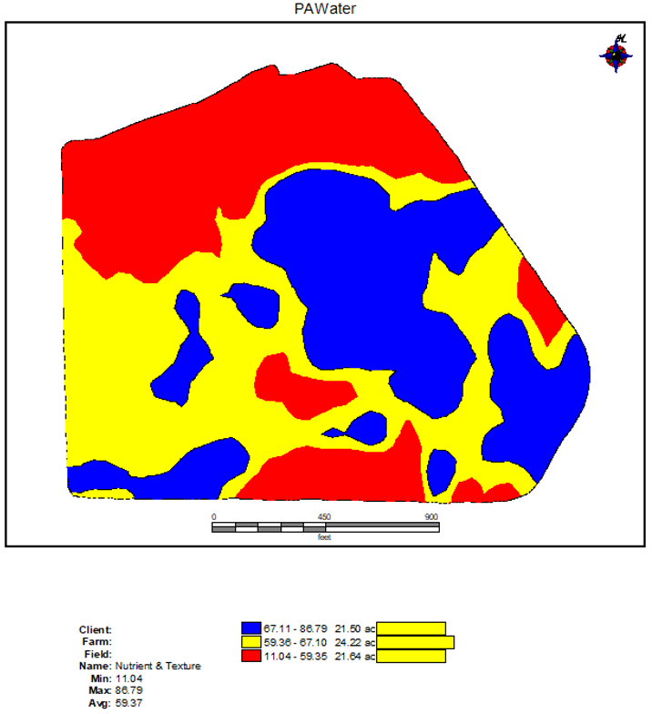 Figure 8: Plant Available Water layer map for SR Field