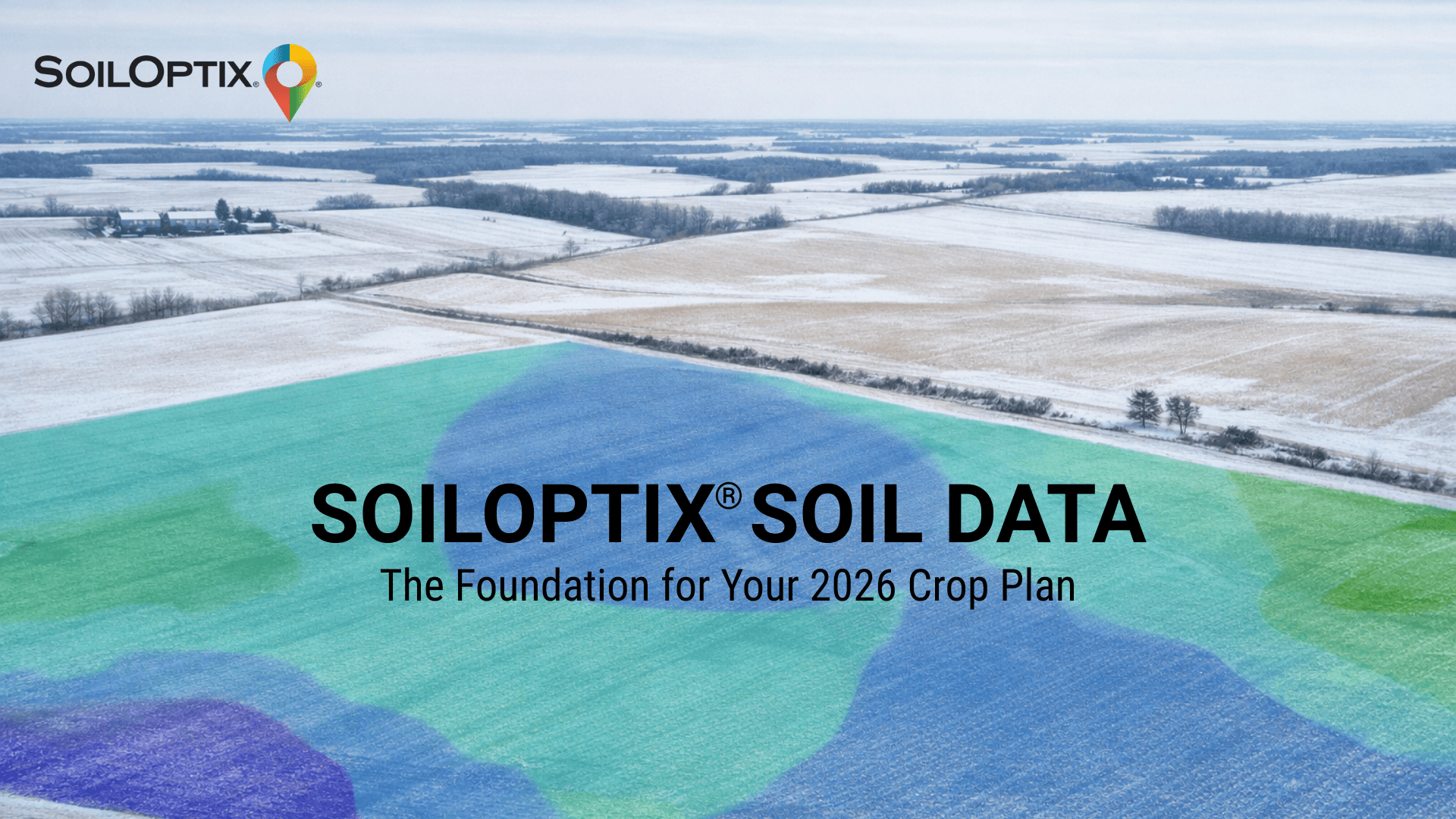 High resolution soil mapping overlay on a winter field showing soil data crop planning for the 2026 growing season